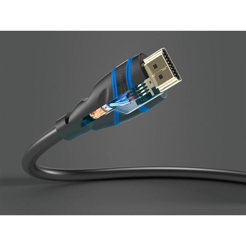Cavo HDMI 2.1 DeleyCON 8K Da 2 M | 48 Gbps, 8K@60Hz, 4K@120Hz, HDR, EARC, Guaina In Nylon, Per PS5 E Xbox